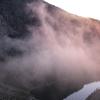 The swirling cloud of mist above Dream Lake