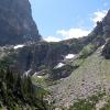 Looking up at Hallets (left) from Dream Lake