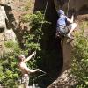 Mark belaying Julian in the sun