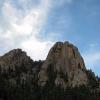 Looking up at the Twin Owls - We were on top of that rock!