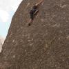 Briana pinches crystals on her favorite kind of climb
