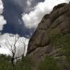 Sky, clouds, and very large rocks
