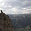 A cloudy view from the base of our climb