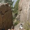 Mark and Izzy get ready to climb