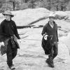 Dylan and Mark hiking across the rocks
