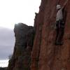 Mark works hard for another bolt on the climb