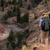 Dylan hikes out of the Palace at the end of the day
