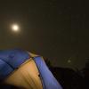 Moon and stars over our warm, happy tent