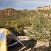 The campsite is beautiful on Sunday morning