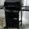 The garden is splattered all over the fence and grill
