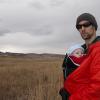 Hiking Coyote Ridge in March 2010, Gabe is 4 months old