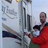 Mark and Gabe dig the new camper!