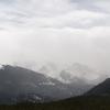 Mountains in the snow and clouds