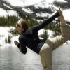 Kate does yoga at the National Park