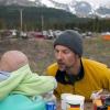 Mark and Gabe at camp in the mountains