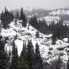 The snow is coming down in the mountains