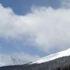 Looking up at the big mountains from the highway