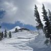 Looking towards the summit of the south peak from the pass