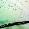 Trying to see through the snow and ice on the windshield