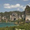 The limestone walls that surround Tonsai Bay