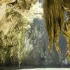 The cliffs and caves around the lagoon