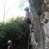 Kyle starts up a fun 6a route at Kochel Wall