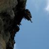 Looking up at the overhanging wall of the Thaiwand
