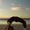 Kate tries some yoga photography on the beach