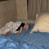 Gabe asleep in the camper