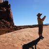 Mom taking pictures in Arches Natinal Park
