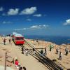 Looking down on the train and gift shopt at 14,000ft