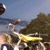 Silver of a moon set over our bikes